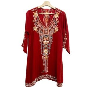 Johnny Was Mikaela 3/4-Sleeve Embroidered Tunic
Size L